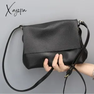 Xajzpa - Ladies Casual Handbag High Quality Leather Shoulder Bag Fashion Black Multilayer Storage Messenger Bag